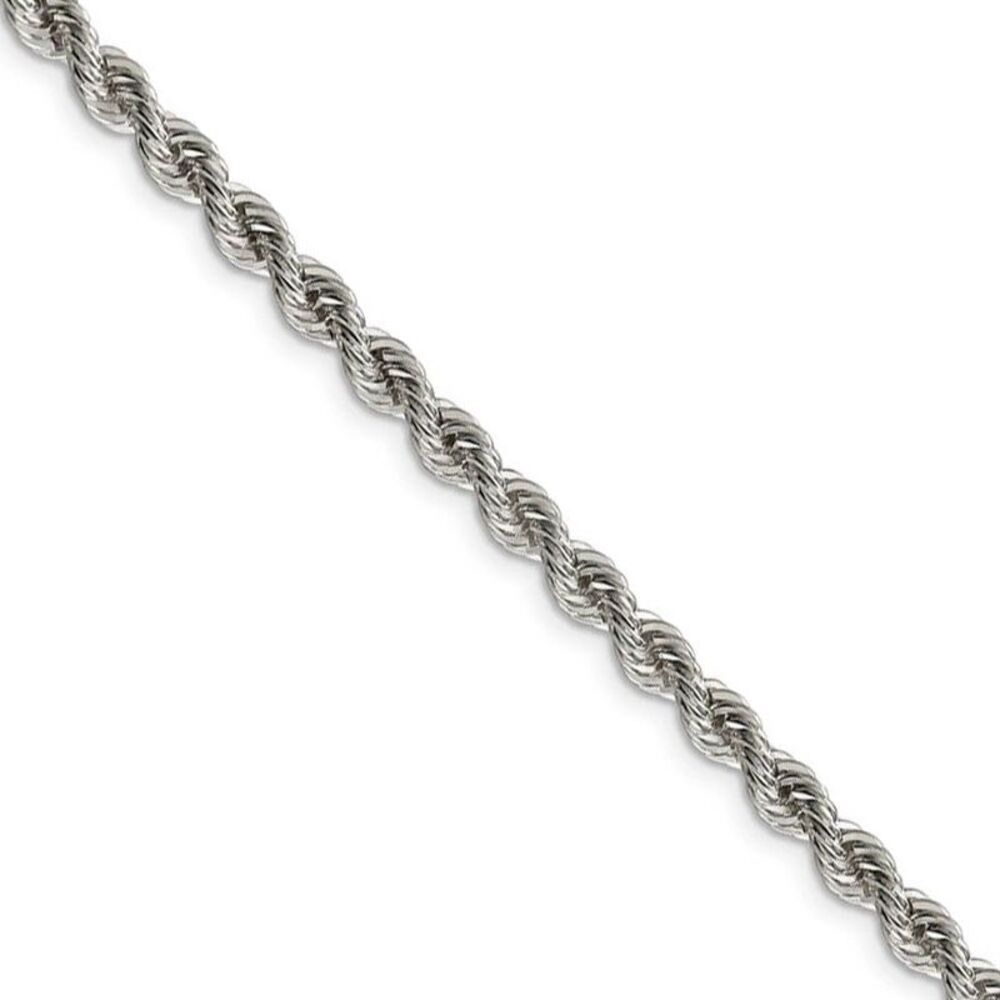 4.25mm Sterling Silver Solid Rope Chain Necklace, 24 Inch